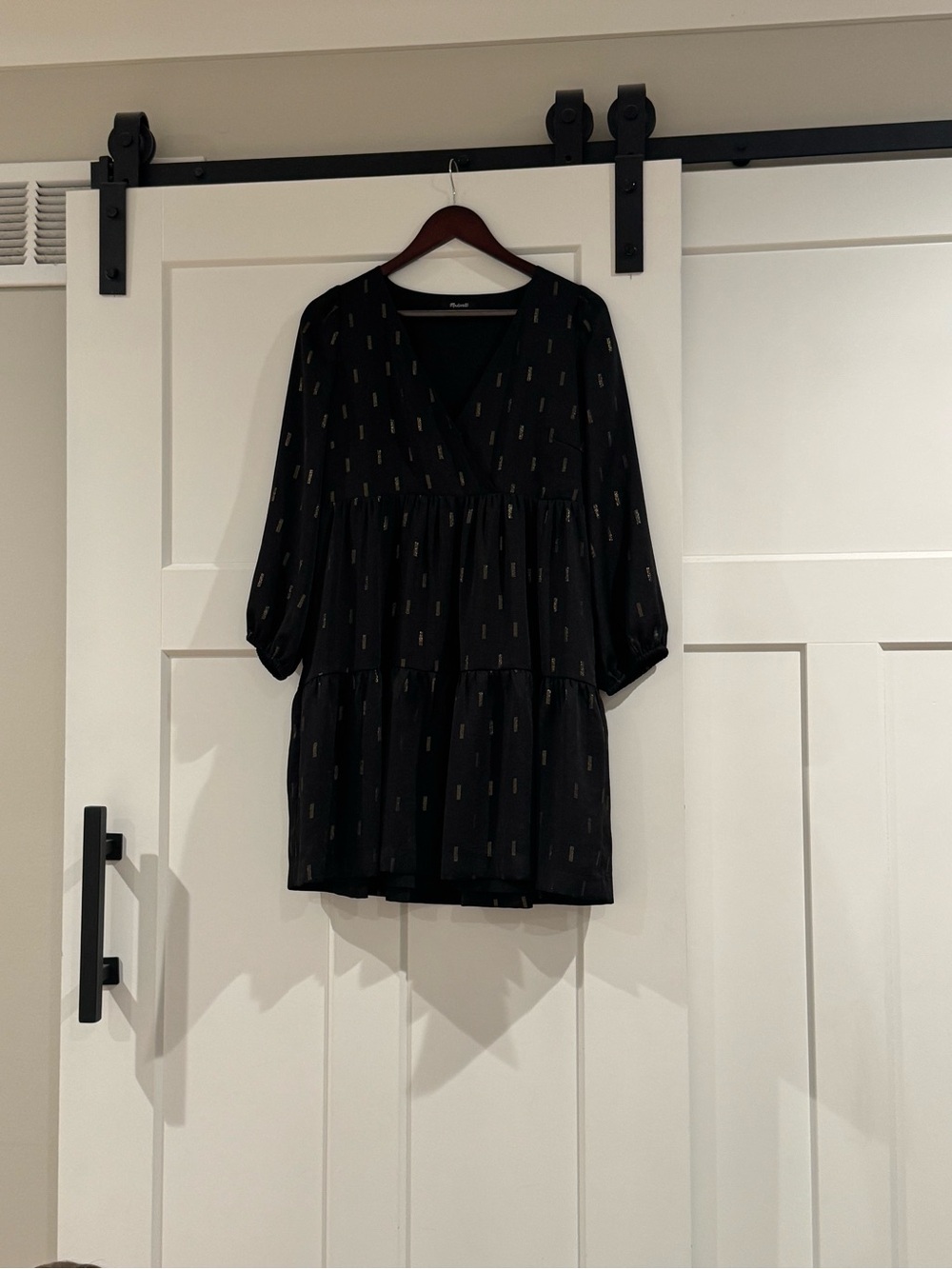 Madewell Black Mini‎ Dress with Gold Pin-Dot Accents